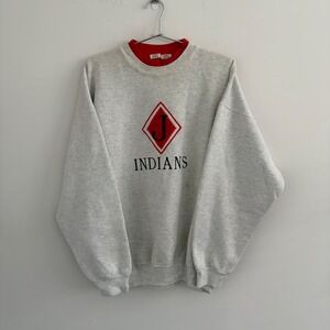 Vintage Dodger Indians Crewneck Sweatshirt Grey Red XL Made in USA